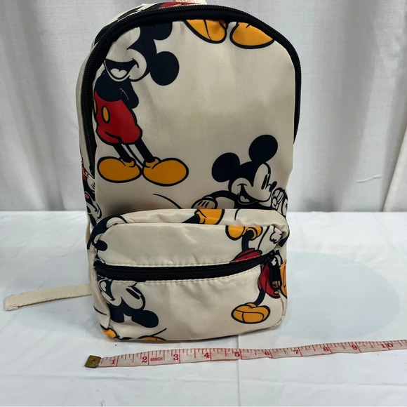 Disney Zara small Mickey Mouse all over tan back pack with detachable front bag - Picture 1 of 8